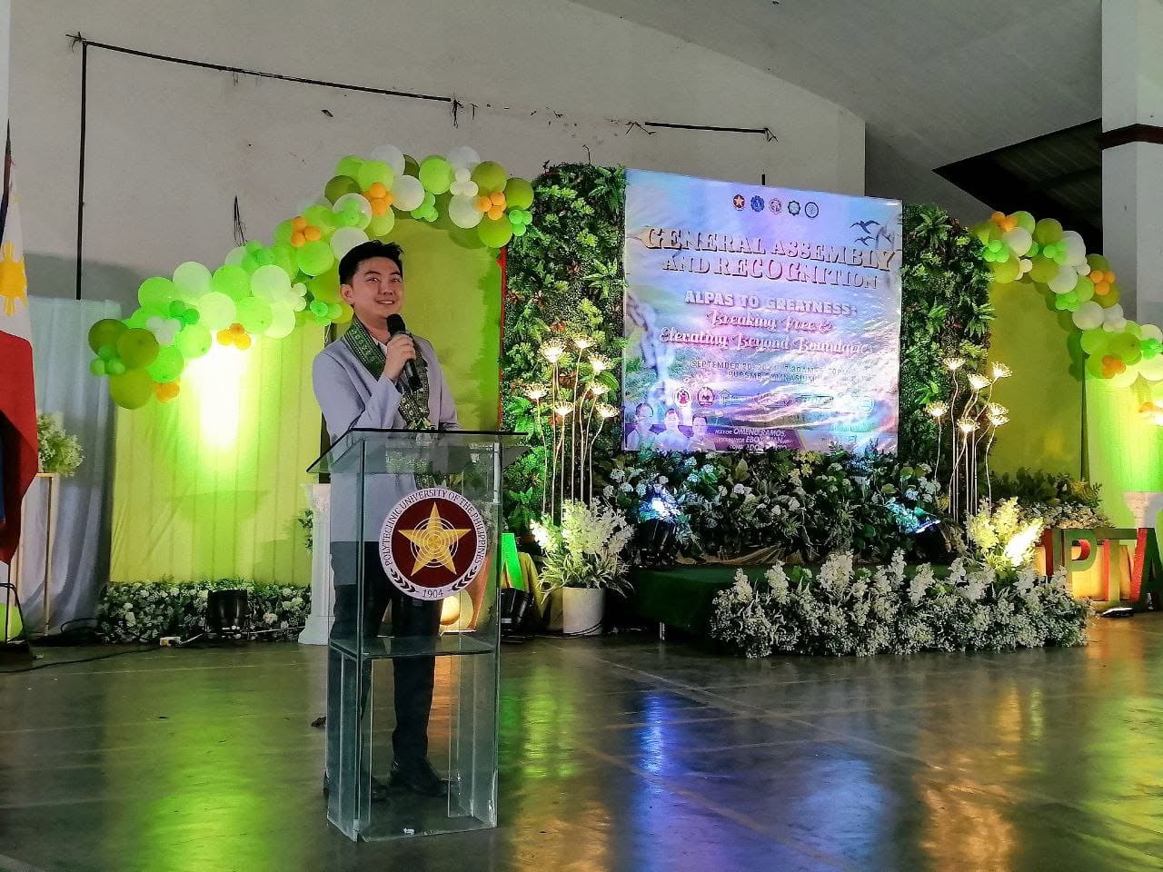 Jayson Ryan Co speaking at a PUP podium during the Alpas to Greatness General Assembly and Recognition